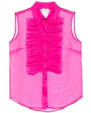 P.A.R.O.S.H. Shake Ruffled Sheer Shirt - Pink
