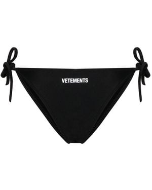 Vetements Logo-Print Tied Bikini Bottom - Black