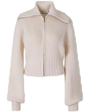 Zimmermann Ribbed-Knit Zip-Up Cardigan - White