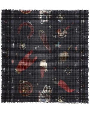 Faliero Sarti Fortune Check-Print Fringed Scarf - Black