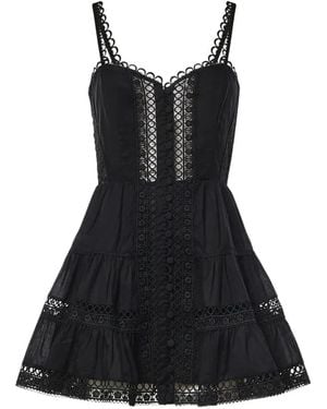 Charo Ruiz Lenora Broderie-Anglaise Tiered Mini Dress - Black