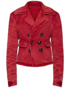 DSquared² Double Breasted Denim Jacket - Red