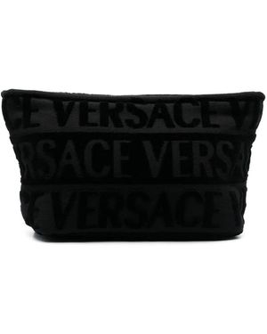 Versace Flocked-logo Wash Bag - Black