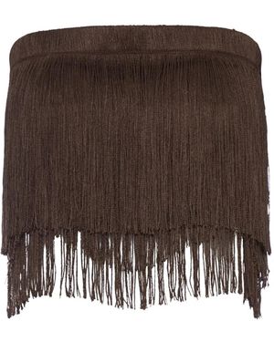 Bless Dara Fringe-Detail Cotton Top - Brown