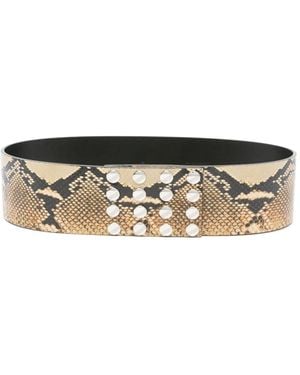 The Attico Snakeskin Studded Belt - White