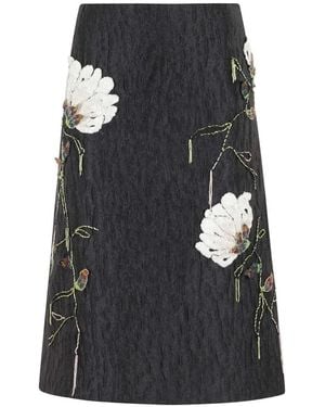 Jonathan Simkhai Floral Embellished Midi Skirt - Black