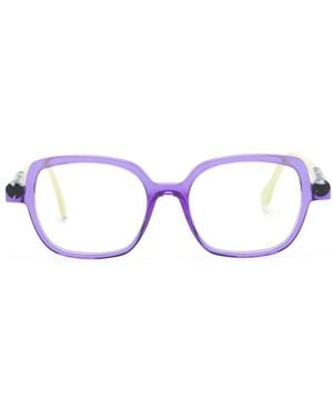 Face A Face Logo-Print Rectangle-Frame Glasses - Multicolor