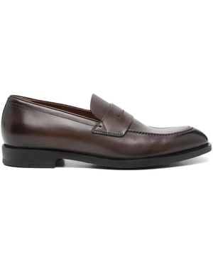 ZEGNA Leather Penny Loafers - Grey