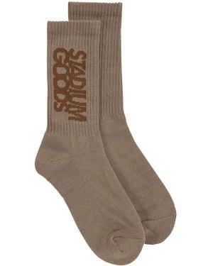 Stadium Goods Ribbed Logo "Wild Mushroom" Socks - Brown