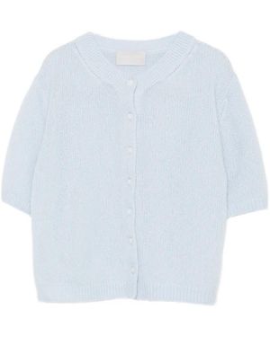 Hemisphere Buttoned Short-Sleeves Cardigan - Blue