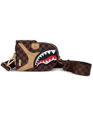 Sprayground Hennyville Check-Pattern Shark-Detail Backpack - White