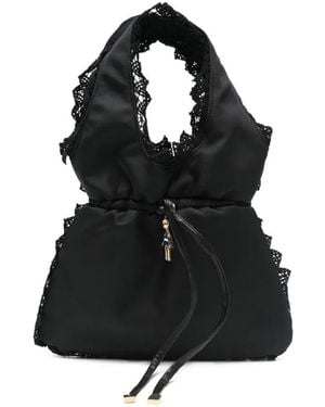 Vivetta Lace-Trim Tote Bag - Black