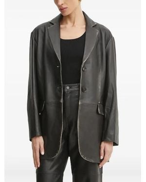 Liviana Conti Leather Single-Breasted Blazer - Black