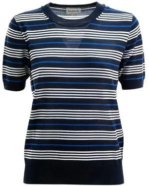 P.A.R.O.S.H. Striped Short-Sleeve Wool T-Shirt - Blue