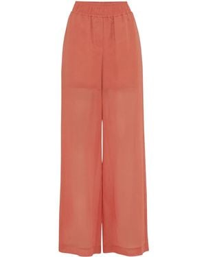 Brunello Cucinelli Semi-Sheer Wide-Leg Pants - Orange