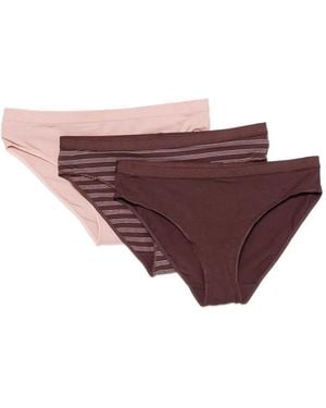 Marc O' Polo Striped Cotton-Blend Briefs (Set Of Three) - Purple