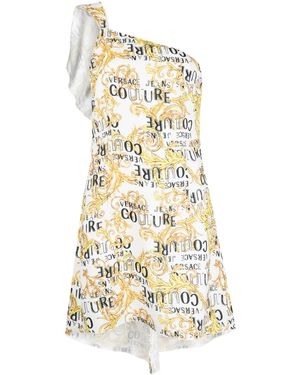 Versace Jeans Couture Logo-Print One-Shoulder Dress - White