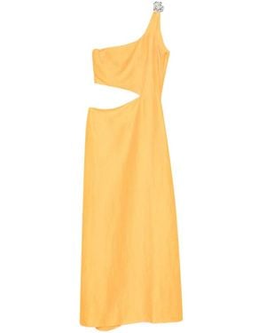 Maje One-Shoulder Midi Dress - Metallic