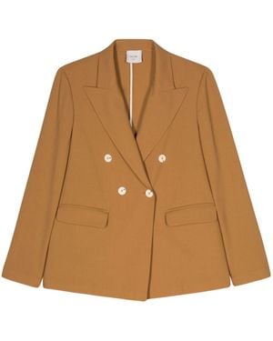 Alysi Double-Breasted Blazer - Brown