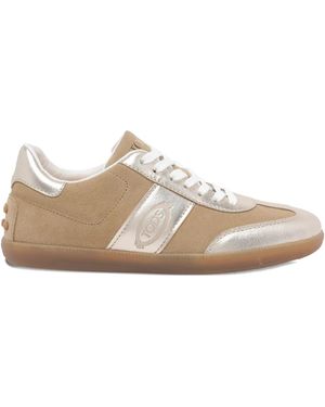 Tod's Tab Logo Suede Sneakers - Wit