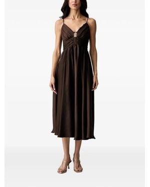 Morgan Embellished Gathered Midi Dress - Black