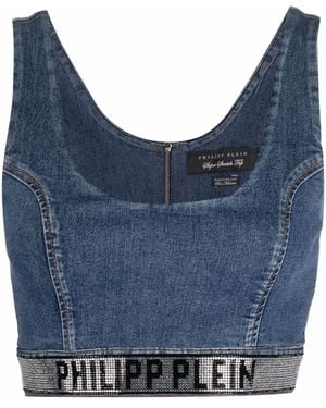 Philipp Plein Super-stretch ロゴ デニムトップ - ブルー