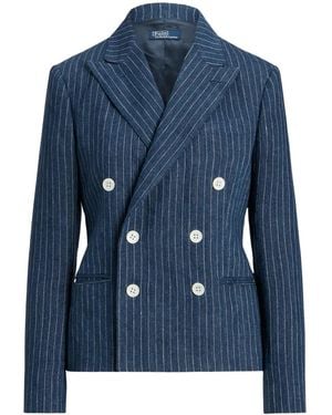 Polo Ralph Lauren Pinstripe-Pattern Long-Sleeve Blazer - Blue