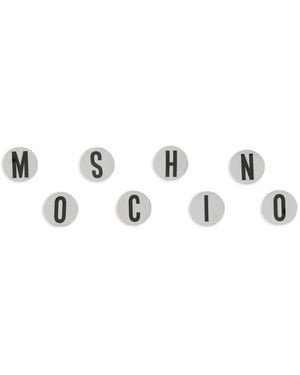 Moschino Letter Pins - White
