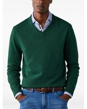 Hackett Elbow-Patch V-Neck Sweater - Green