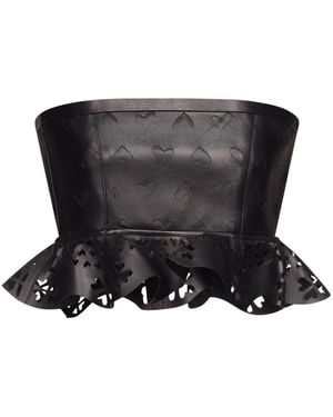 Area Laser-Cut Leather Heart Bandeau - Black