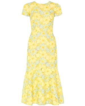 MILLY Tahlia Lace Midi Dress - Yellow
