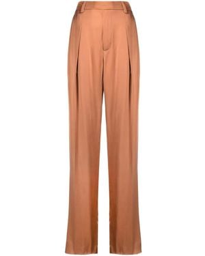 Brunello Cucinelli Pantalon De Tailleur En Soie À Taille Haute - Orange