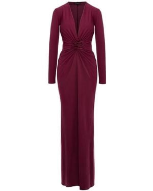 ROSERRY Mallorca Flower-Embellished Twist-Front Maxi Dress - Purple