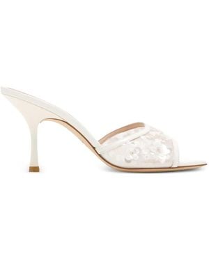 Stuart Weitzman Montrose Sequin-Embellished Mesh Sandals - White