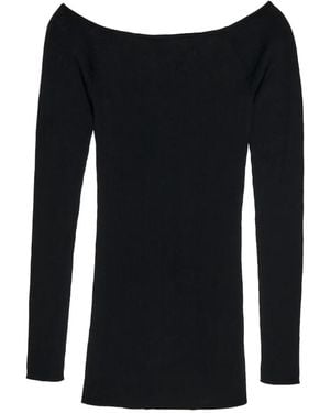 Bimba Y Lola Off-Shoulder Ribbed Top - Black