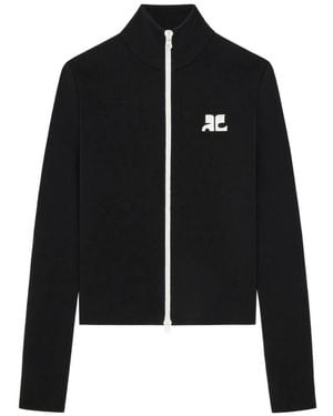 Courreges Logo-Patch Zipped Cardigan - Black