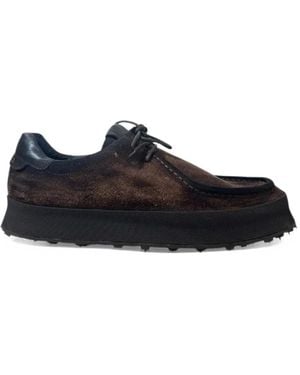 shotof Distressed-Effect Lace-Up Shoes - Black