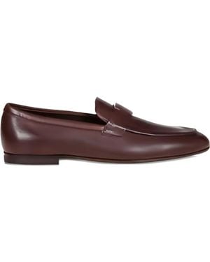 Tod's Leather T-logo Loafers - ブラウン