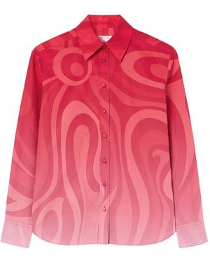 PUCCI Camisa De Popelina Con Estampado Degradado Marmo - Rosa