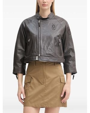 Blauer Lorette Cropped Leather Jacket - Grey