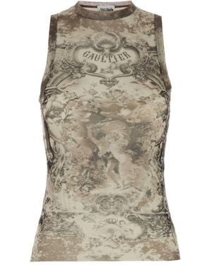 Jean Paul Gaultier Top Smanicato Con Stampa - Grigio