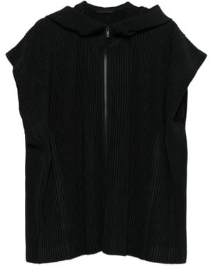 Homme Plissé Issey Miyake フーデッド ベスト - ブラック
