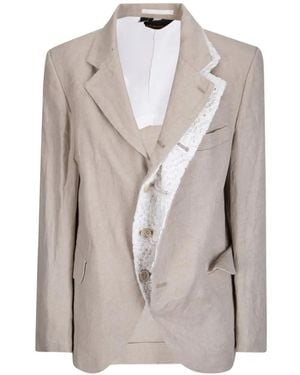 Comme des Garçons Crochet Trim Jacket - Natural