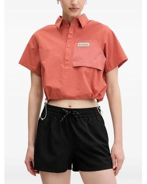 Columbia Cove Beach Cropped Short-Sleeved Shirt - Red