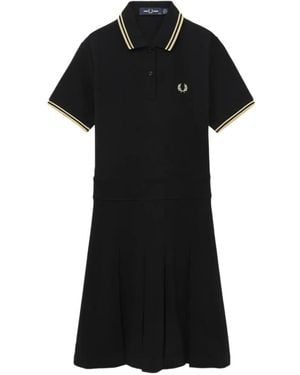 Fred Perry Polo-Minikleid mit Falten - Schwarz