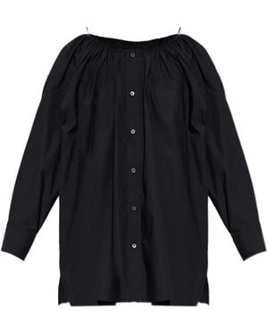 Alexander Wang Off-Shoulder Button-Up Mini Dress - Blue