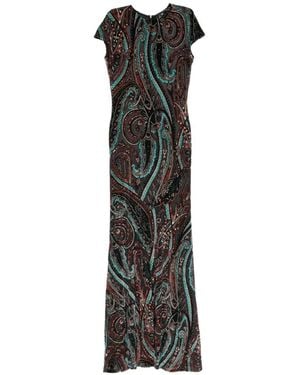 Etro Robe Longue À Imprimé Cachemire - Black