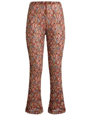 Etro Straight-Leg Lace Trousers With Bead And Sequin Embroidery - Brown