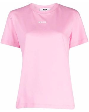 MSGM Logo-Print Short-Sleeved T-Shirt - Pink