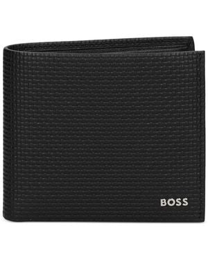 BOSS Woven-Effect Leather Wallet - Black
